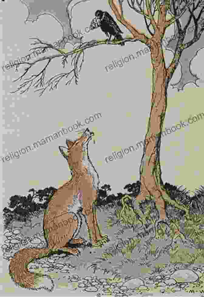 An Illustration Depicting A Fox And A Crow From Aesop's Fables, Symbolizing Cunning And Wisdom The Greatest Children S Classics Of All Time: 1400+ Titles In One Volume: Fantastic Tales Fables Fairytales Adventures Legends